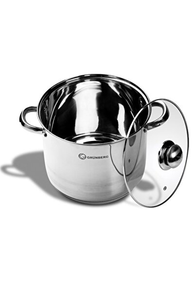 OEM Stainless steel pot 11 liters Grunberg 96FS, 26 cm, heat-resistant glass lid