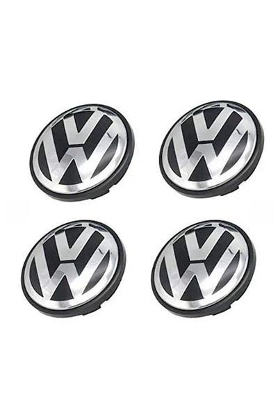 VW Set 4 Capace Roți 65mm Volkswagen pentru jante aliaj Negru Argintiu