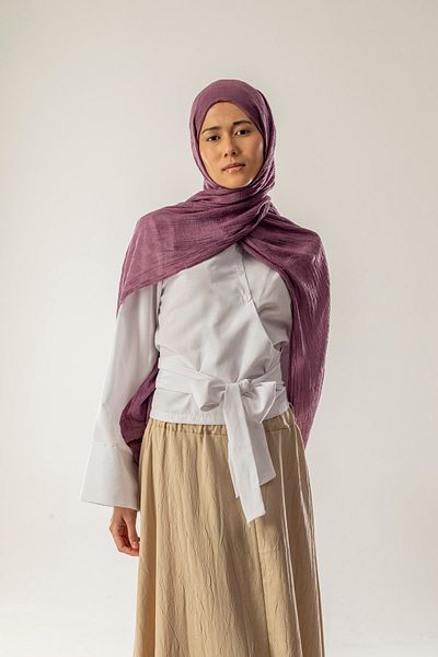 FLEUR SOİE Dama Pattern Lilac Muslin Shal