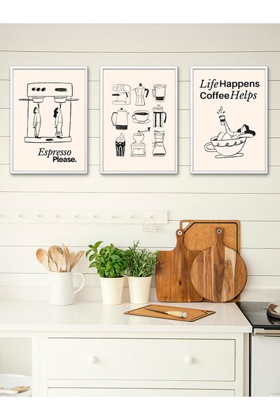 studio duha Σετ αφίσας Espresso Coffee - Σετ αφίσας ζωγραφικής με θέμα τον καφέ με ελάχιστα 3 τεμάχια