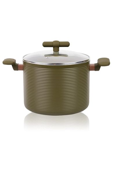 OEM Aluminum Pot with Lid, Non-Stick Interior, Induction Compatible, 22x18 cm, 5.60 L