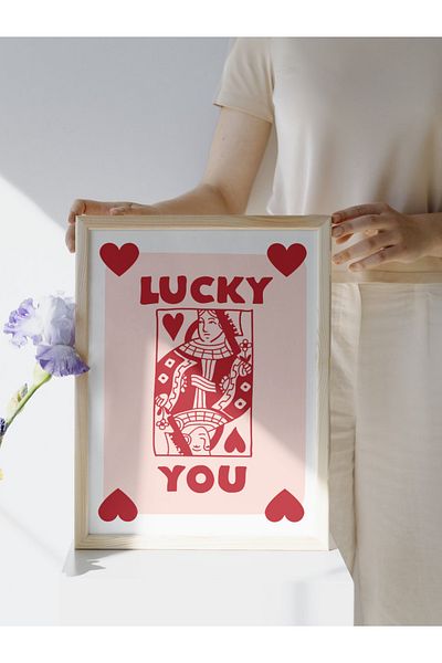studio duha Lucky You - Red Queen Card Design Unframed Poster
