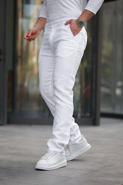modamtn Men's Comfortable Linen Trousers