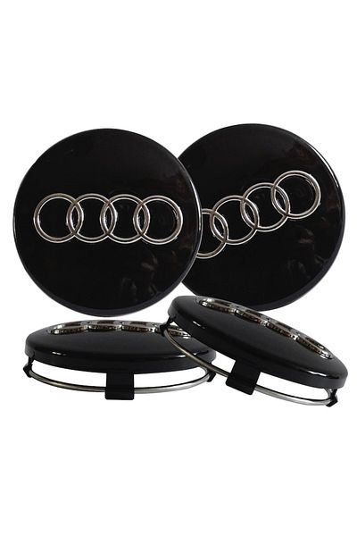 Audi Set 4 capace pentru jante din aliaj, 60 mm, negre, cromate