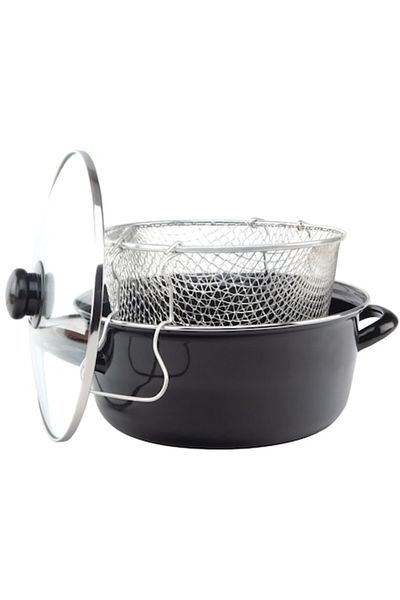 JHT Cratita friteuza cu capac din sticla si cos pentru prajit, 24 cm, 3.90 l, Grunberg GR4424