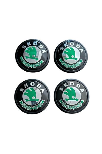 MAF Set 4 wheel caps 63mm exterior, 58mm interior Skoda green compatible/replacement alloy rim