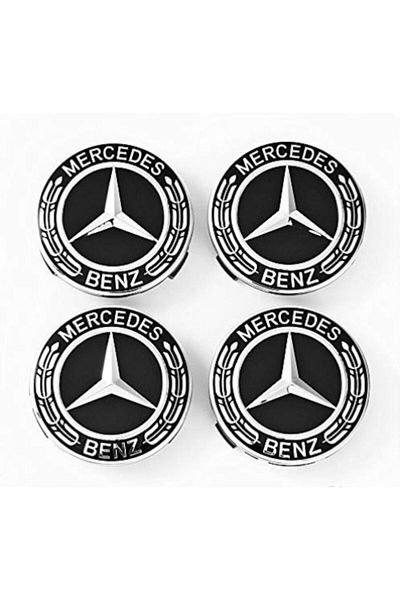 MAF Set 4 capace negre de jantă 75 mm pentru jante din aliaj Mercedes-Benz