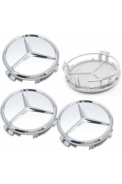 MERCEDES Set 4 capace roti, 75mm Mercedes, pentru jante din aluminiu, gri, star