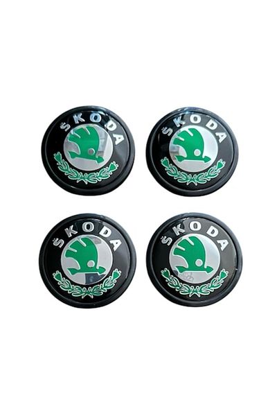 MAF Set 4 wheel caps 63mm exterior, 58mm interior Skoda green compatible/replacement alloy rim