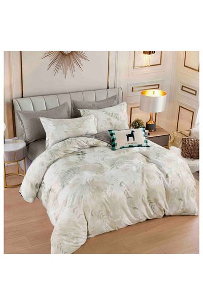OEM Elegant Double Bed Linen Set with 6 Pieces, Fine Cotton, 180x200 Elastic Sheet