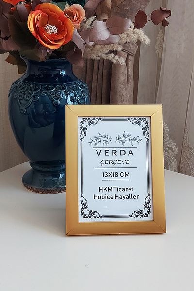 Verda Çerçeve Κορνίζα 13x18 cm! Διακοσμητικό πλαίσιο επιφάνειας εργασίας με γυαλί PVC με ξύλινα πόδια!