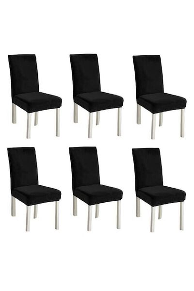 OEM Set 6 huse universale elastice pentru scaune din catifea, model universal, MS STAR, negru