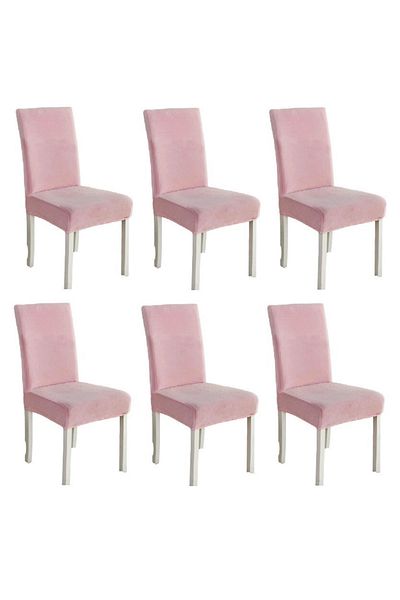 OEM Set 6 huse elastice universale pentru scaune din catifea, MS STAR, roz