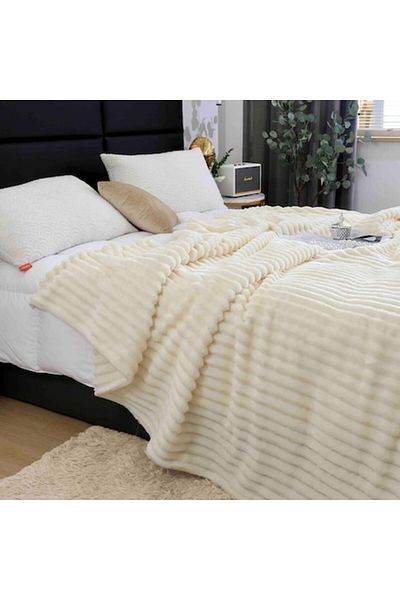 JOJO HOME Patura Cocolino Pufoasa, 200x230cm, Efect 3D, Alb