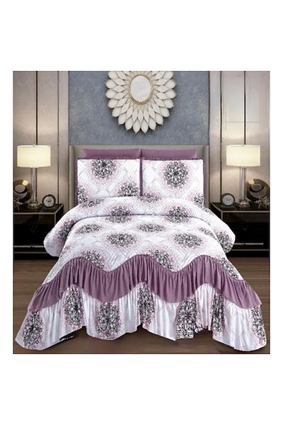 Lenjerii de pat Luxury Bedspread Set, Quilted, Made of Flannel with Ruffle, Double Bed, 3 Pieces, Adelina, CVJ-05, 2