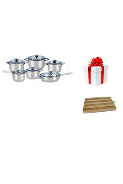 OEM Set oale 12 piese, Capac, Argintiu, Grunberg + Tocator din bambus CADOU