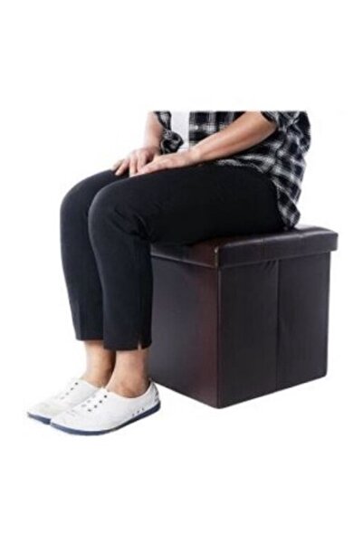 OEM Folding Ottoman SULTAN, Faux Leather, Storage Space, 38x38 cm, Black