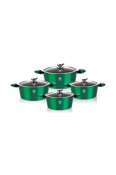 OEM Set 2 x 4 Cratite din Aluminiu cu Capace din Sticla, Verzi, Compatibile cu Plita cu Inductie, Grunbe