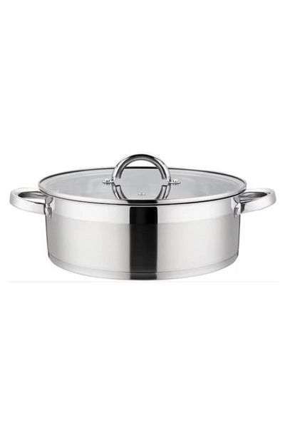 OEM Set 2 x Cratita din Inox cu Capac din Sticla, 22 cm, 3 l, Grunberg GR4116