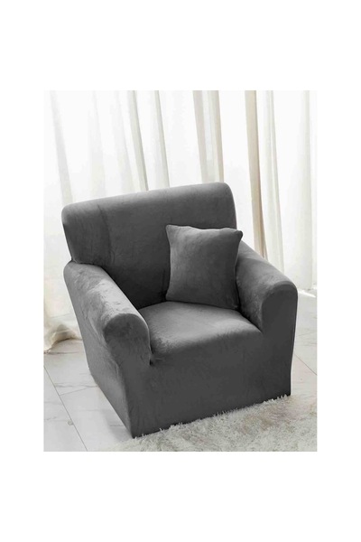 OEM Set 2 Huse JO-JO cu elastic pentru fotoliu 90-130 cm, din catifea, MS STAR, Gri Inchis