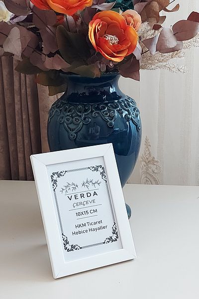 Verda Çerçeve Κορνίζα 10x15 cm! Διακοσμητικό πλαίσιο επιφάνειας εργασίας με γυαλί PVC με ξύλινα πόδια!
