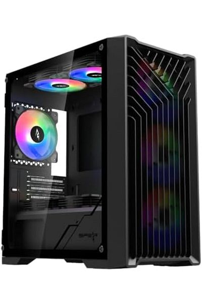 SPEARPC Dark Armor Micro ATX Gaming Case with 4 RGB Fans and Remote Control