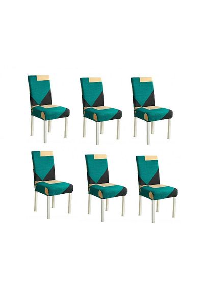 OEM Set 6 huse universale pentru scaune, poliester elastan, MS STAR, turcoaz multicolor