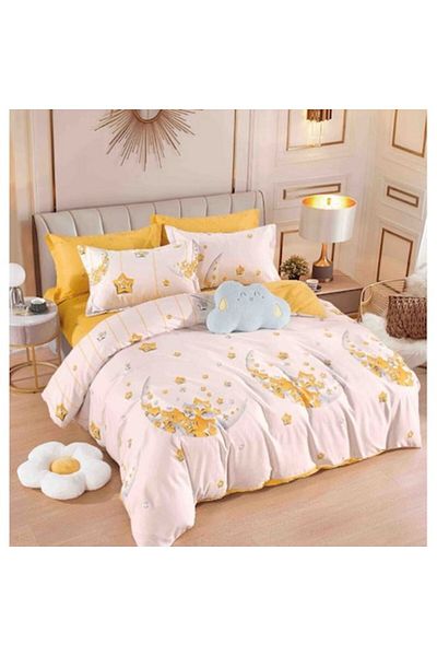 OEM Elegant Double Bed Linen Set with 6 Pieces, Cotton Finet, Elastic Sheet 180x200cm, 4 Pillowcases, Du