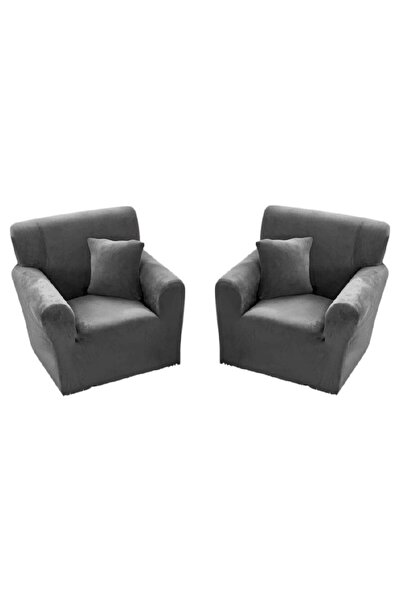 OEM Set 2 Huse JO-JO cu elastic pentru fotoliu 90-130 cm, din catifea, MS STAR, Gri Inchis