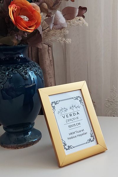 Verda Çerçeve Κορνίζα 10x15 cm! Διακοσμητικό πλαίσιο επιφάνειας εργασίας με γυαλί PVC με ξύλινα πόδια!
