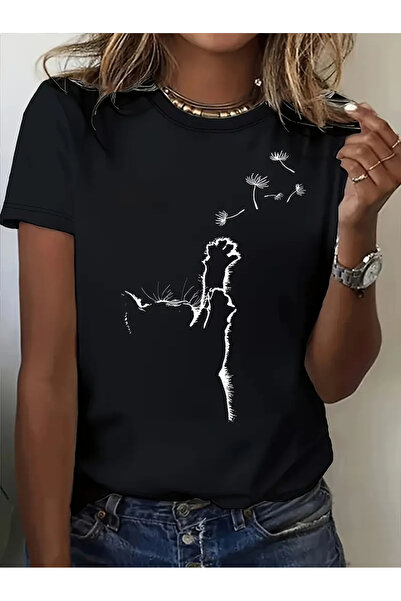 İSMTEXS تي شيرت من القطن الممشط مطبوع عليه تصميم Cat Meow بأكمام قصيرة للجنسي...