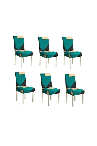 OEM Set 6 huse universale pentru scaune, poliester elastan, MS STAR, turcoaz multicolor