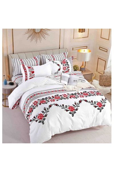 OEM Lenjerie pat, 4 piese, Bumbac, Finet, Multicolor, 155x230cm, 2 Fete de perna 55x80cm