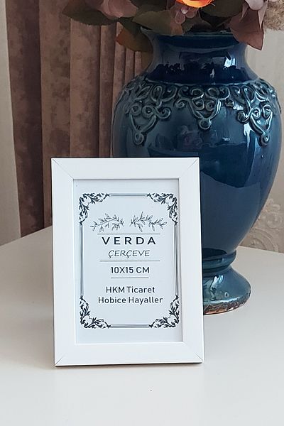 Verda Çerçeve Κορνίζα 10x15 cm! Διακοσμητικό πλαίσιο επιφάνειας εργασίας με γυαλί PVC με ξύλινα πόδια!
