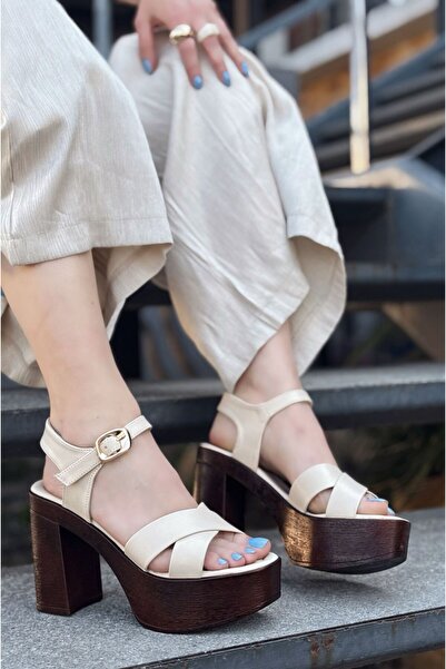 I Love Shoes Opexda Matte Leather Beige Platform Heeled Shoes