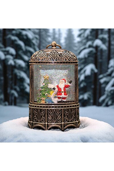 Kuzey Tacı Noel Baba Temalı Işıklı Kar Küresi Fener – Dekoratif Yılbaşı Süsü Müzikli