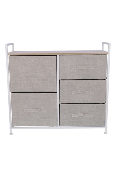 OEM Comoda Grunberg, 83 x 29 x 77 cm, 5 sertare, bej, TB72