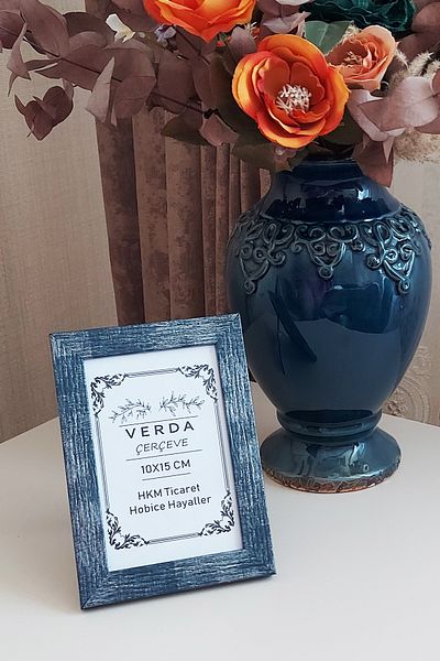 Verda Çerçeve Κορνίζα 10x15 cm! Διακοσμητικό πλαίσιο επιφάνειας εργασίας με γυαλί PVC με ξύλινα πόδια!