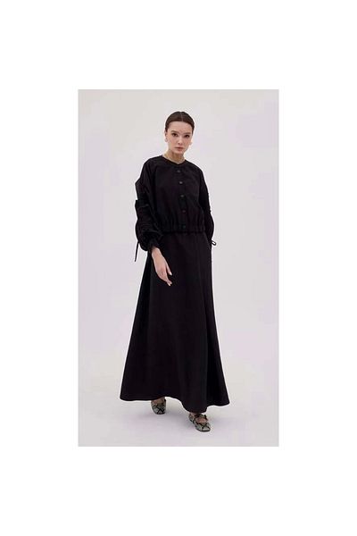 Omarı Gathered Sleeves Jacket Dress Black