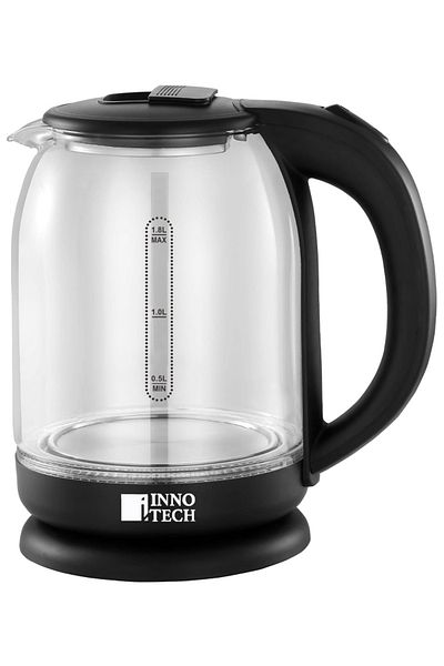 INNOTECH 1.8L Glass Electric Kettle –1800W Fast Boil, 360° SS Base, Boil‑Dry Protection, Filter, Cord Storage