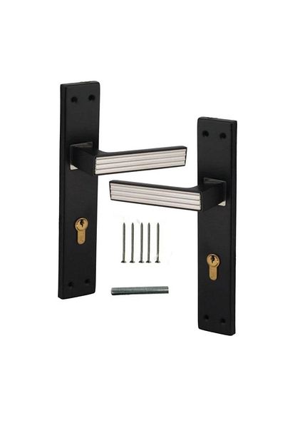 LOZAN Silver on black plate door handle