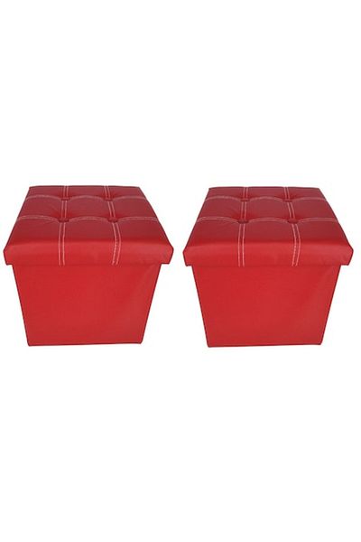 OEM Set 2 Taburete pliabile SULTAN, Spatiu de depozitare, 38x38 cm, Rosu