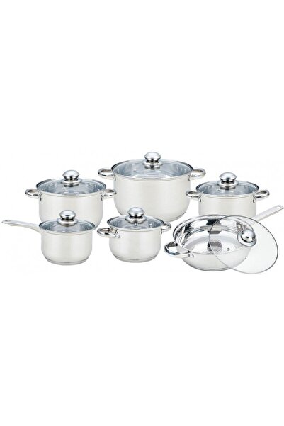 OEM Set of 2 x 6 Saucepans with Glass Lids, Stainless Steel, Grunberg