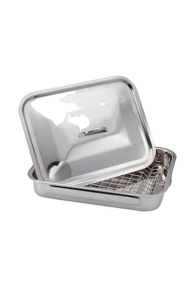 OEM Set 2 x Tava din Inox, pentru Cuptor, cu Grill si Capac, 37 x 28 x 6 cm, Grunberg