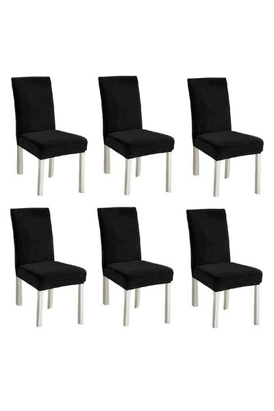 OEM Set 6 huse universale elastice pentru scaune din catifea, model universal, MS STAR, negru