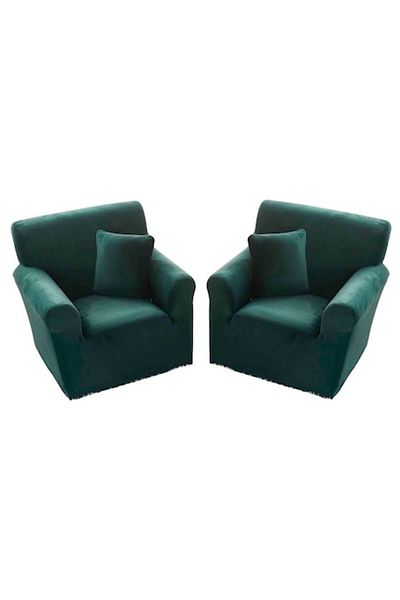OEM Set 2 huse elastice Jo-Jo pentru fotoliu 90-130 cm, catifea, MS STAR, verde smarald