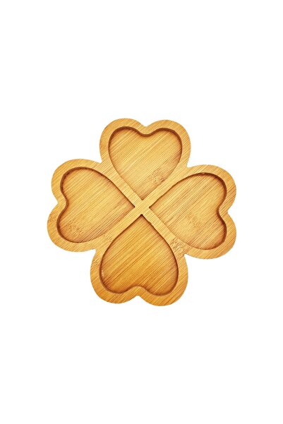 ABS Wooden Serving Platter, 27 x 27 cm, 4 Compartments, Heart Shape