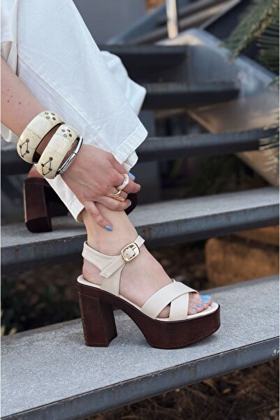 I Love Shoes Opexda Matte Leather Beige Platform Heeled Shoes