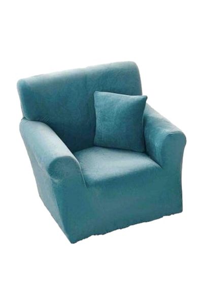 JOJO HOME Premium Velvet Cover for Armchair, 90x130cm, Turquoise + Cushion Cover
