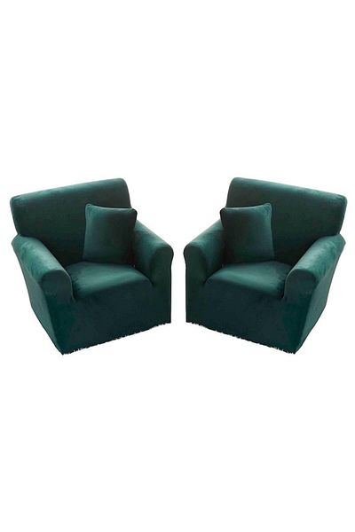 OEM Set 2 huse elastice Jo-Jo pentru fotoliu 90-130 cm, catifea, MS STAR, verde smarald